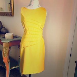 Mustard yellow dress.
